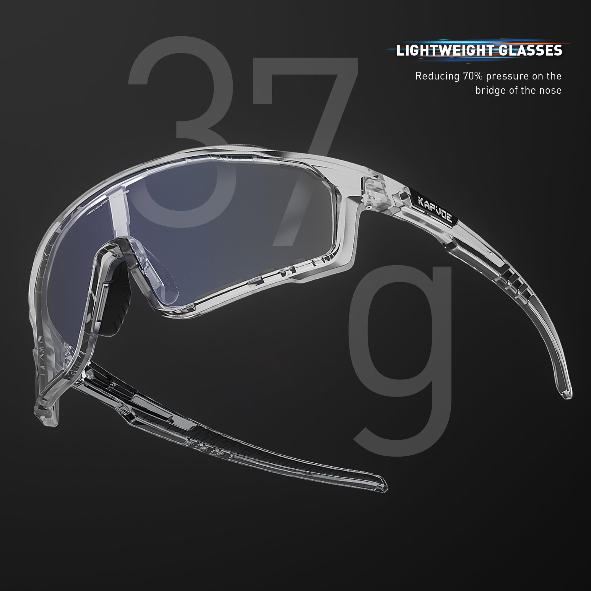 KAPVOE Fotochromowe okulary rowerowe Sportowe okulary przeciwsłoneczne dla mężczyzn i kobiet Gogle rowerowe górskie
