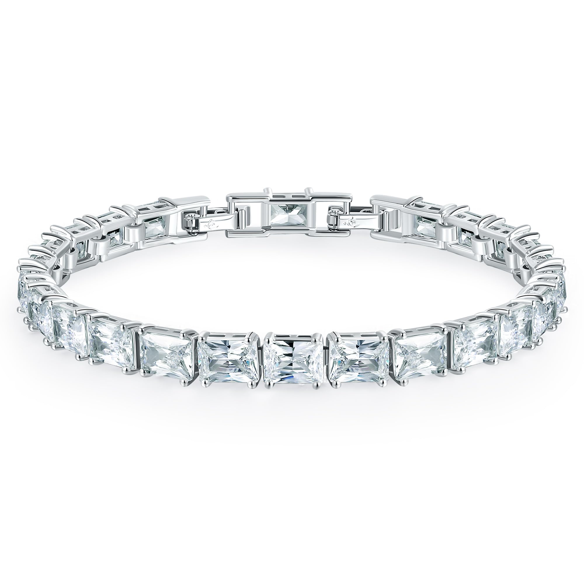 Gemsme Tennis Bracelet, 18K White Gold Plated Cubic Zirconia Tennis Bracelet for Women Mom Wife