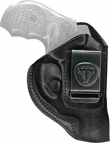 Cardini Leather - IWB Leather J Frame Revolver Holster for S&W Models 442 and 642 Airweight, 637, 638, 640 and Other .38 Special Snub Nose Revolvers