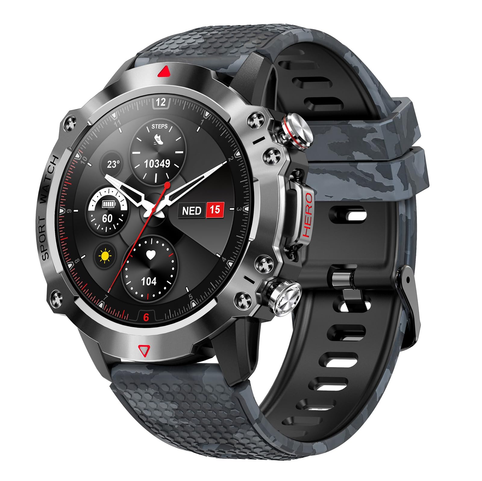 Reloj Inteligente para Hombre, Reloj Deportivo: Relojes De 1,42 Pulgadas con Llamadas Bluetooth Y Respuesta Manos Libres, Rastreador De Actividad De Muñeca Deportiva, Podómetro Deportivo