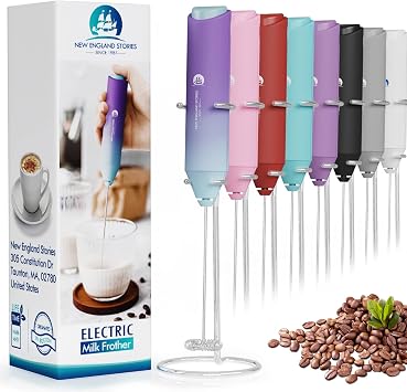 Powerful Milk Frother Handheld Foam Maker, Mini Whisk Drink Mixer for Coffee, Cappuccino, Latte, ...