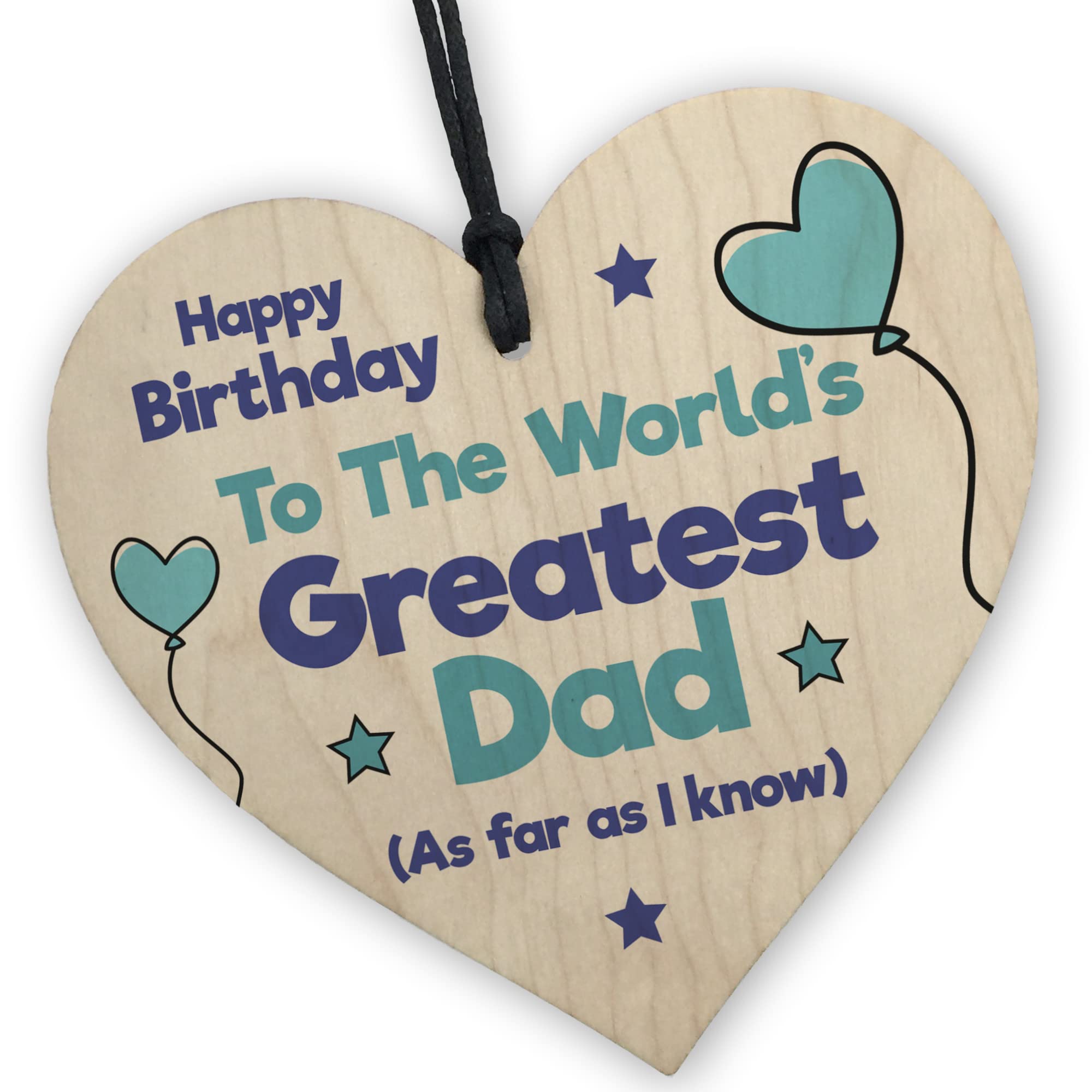 Red Ocean Greatest Dad Wooden Heart - Handcrafted Keepsake with Funny Message | Gift for Dad with a Sense of Humor | Dad Gifts From Daughter Son