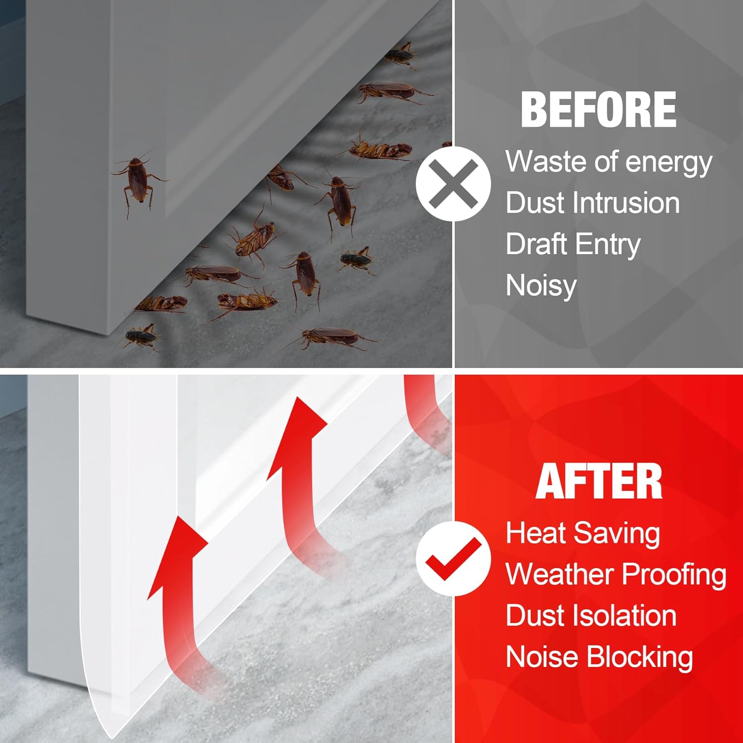 Door Draft Stopper for Side of Door Frame 1.97 in x 20 Ft T-Shaped Silicone Weather Stripping Door Seal Strip Draft Blocker - Clear