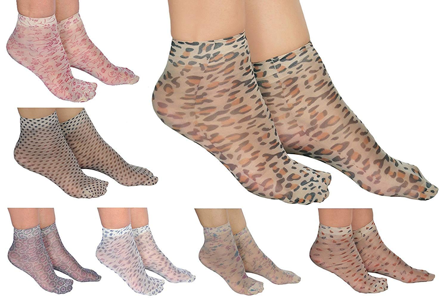 magic Women's & Girl's Ankle Length Premium Tiger Print Transparent Socks (Multicolor)-(Pack of 05)-picture-13