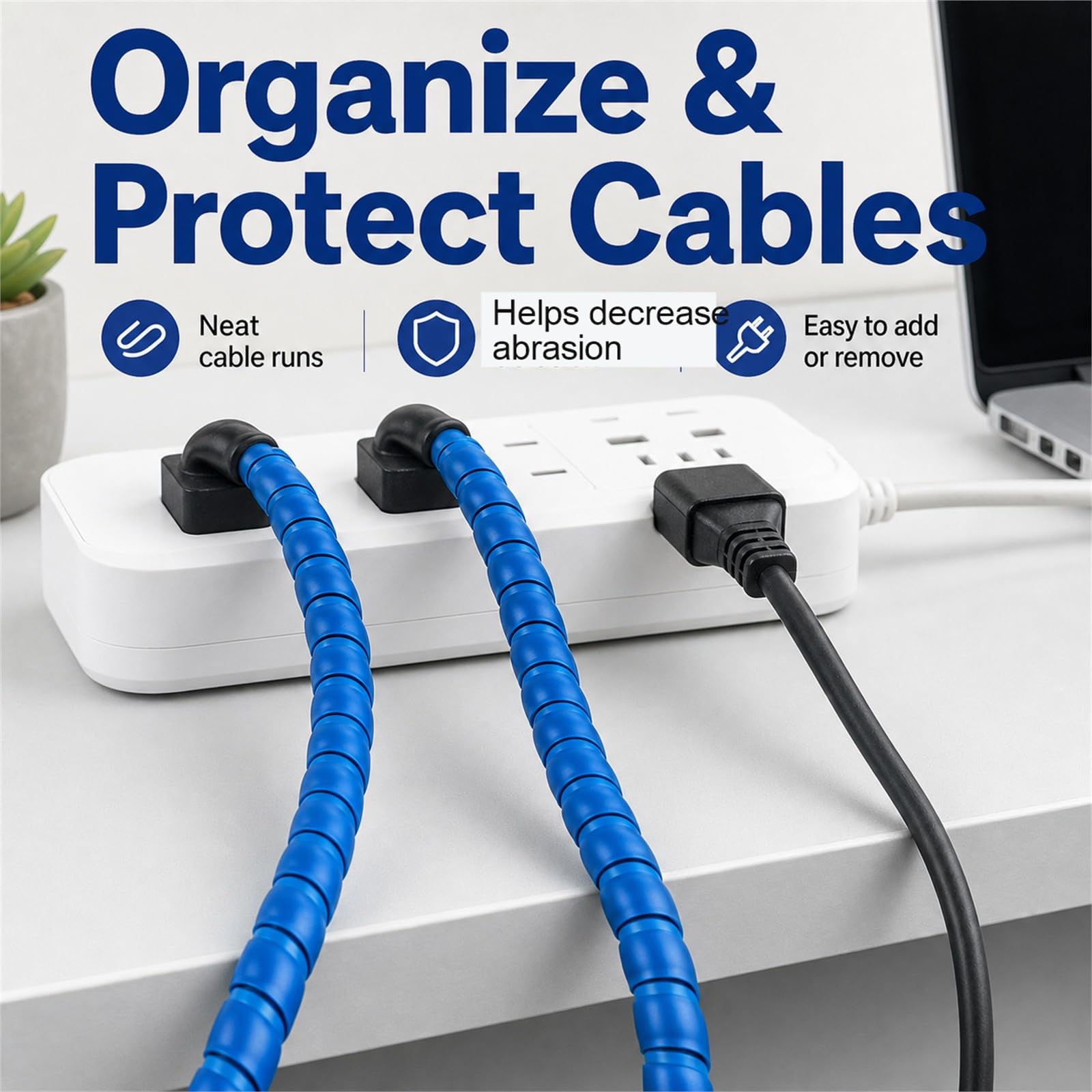 Protector De Cables Organizador,Manguera De Cable En Espiral,Envoltura Cable Espiral,Resistente Al Desgaste,A Prueba De Polvo,para Hogares,Oficinas O Locales De Ocio
