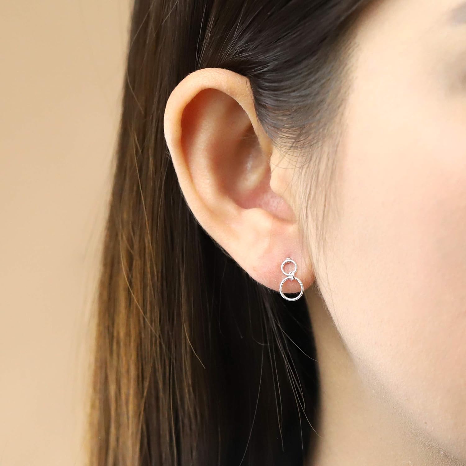 Boma Jewelry Sterling Silver Two Circle Drop Stud Earrings - Image 3