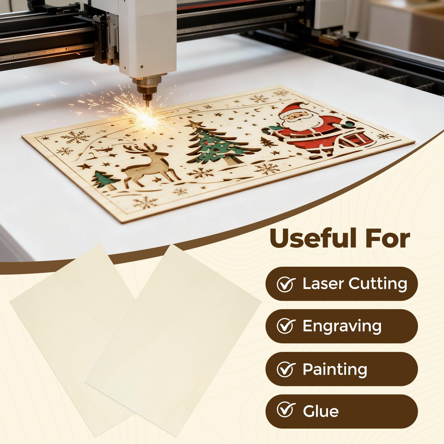 12 Pack Basswood Sheets 12"x16"x1/8", 3mm Basswood for Laser Cutting, Wood for Laser Cutting and Engraving, Laser Engraver Blanks, DIY Architectural Models Making, Wood Engraving