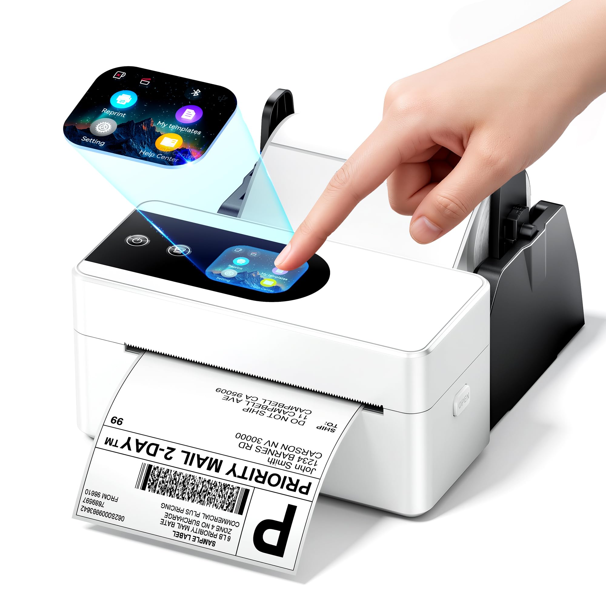 Phomemo Touchscreen Versandetiketten Drucker, PM64D Label Printer, Weiß