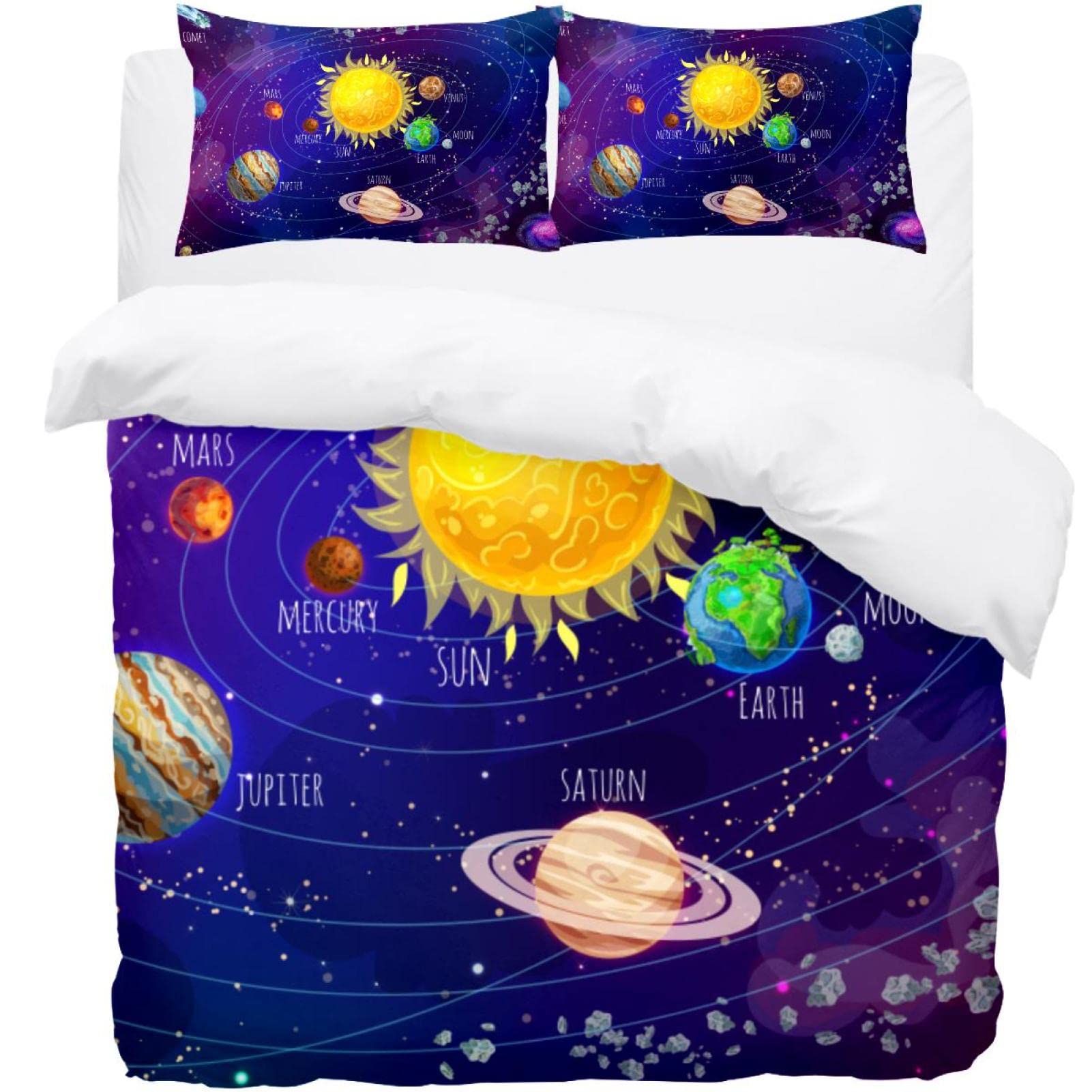 Housse de couette ciel étoilé et planètes pour chambre ado et adulte