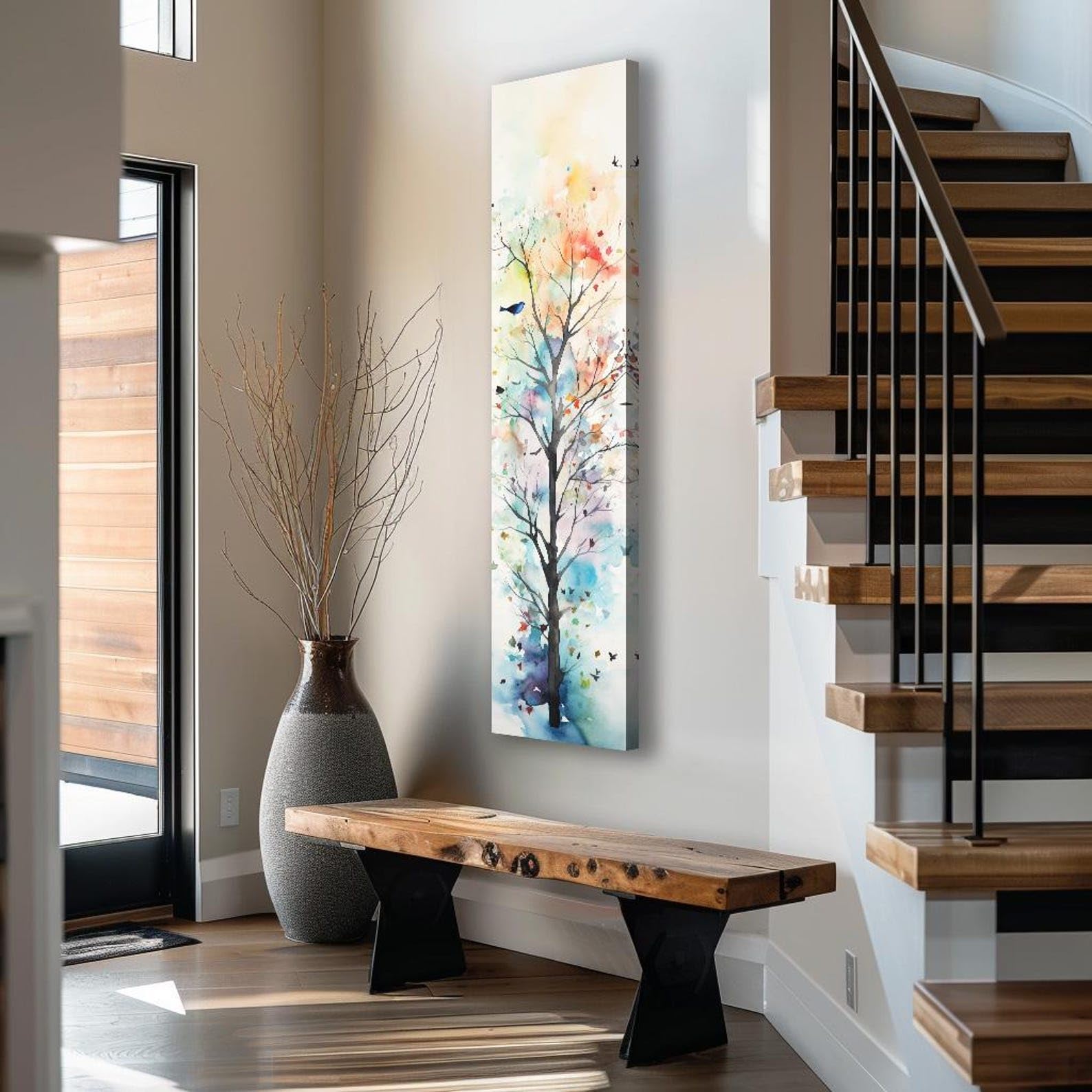 Yusuzhu Frameless Long Narrow Wall Art, Tall And Thin Canvas Wall Art, Tree Wall Art, Nature Wall Art, Vertical Wall Art,Landscape Posters(60X180cm/Frameless)