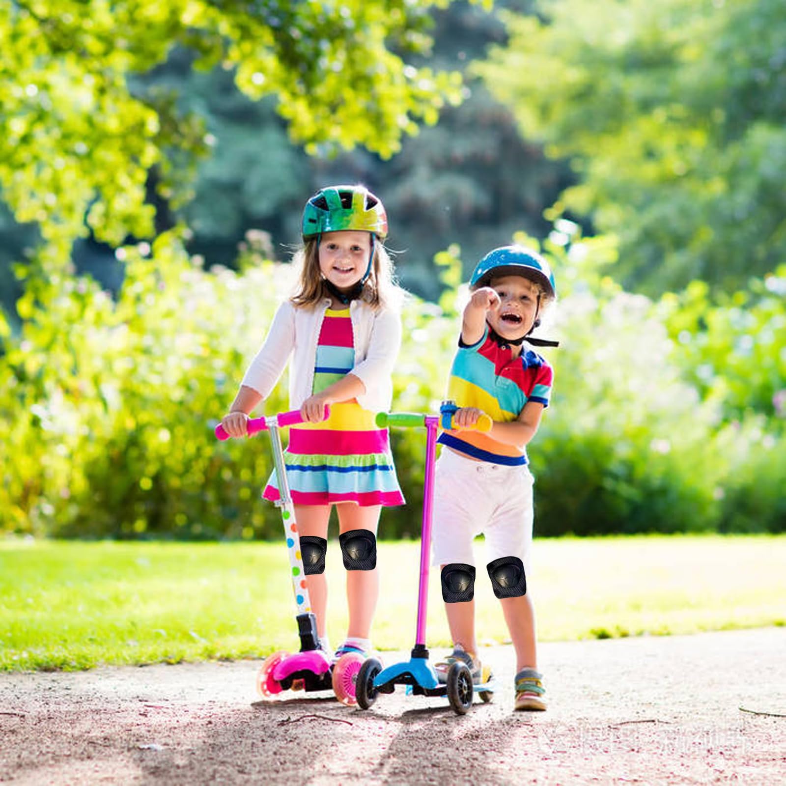 Ensemble de protection sportive enfant 6 pièces genouillères coudières protège-poignets ajustables patin à roulettes skateboard vélo