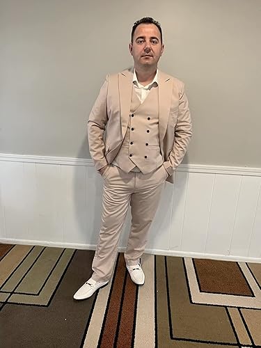 Miniatura 7 de Wangyue Traje de 3 piezas para hombre, traje ajustado de doble botonadura, trajes de boda y baile de graduación para hombres