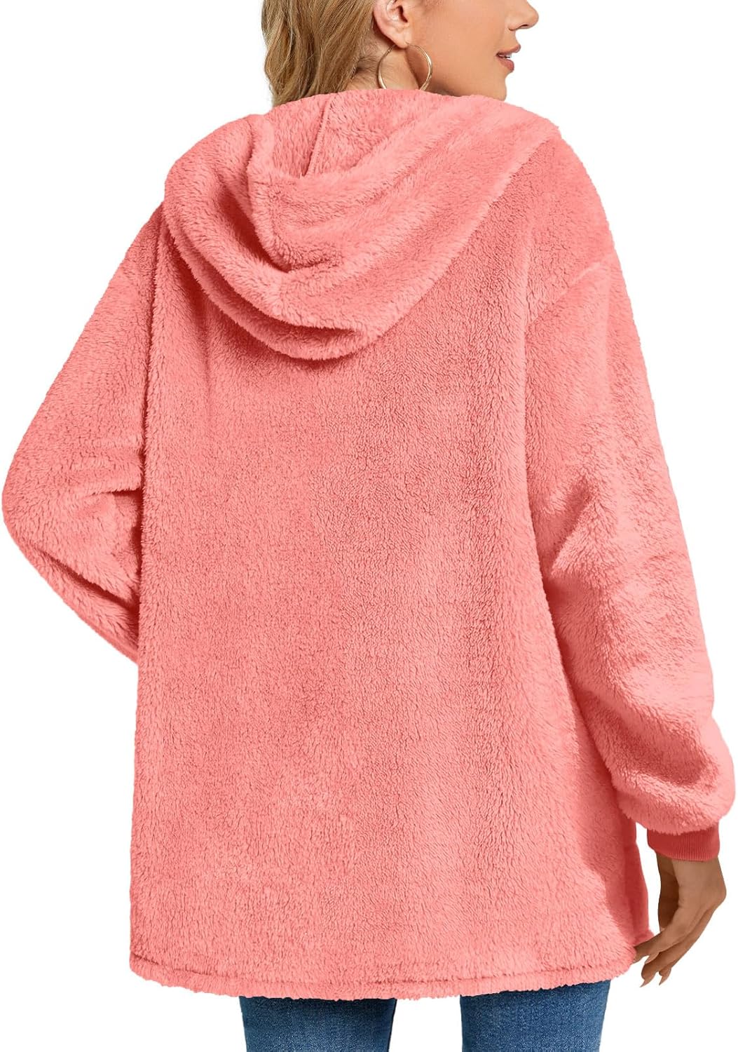 Bestbee Warm Fleece Jackets for Women, Fuzzy Hooded Casual Coats Lidies 2025 Cardigan Sweaters Outerwear with Pockets - Image 5