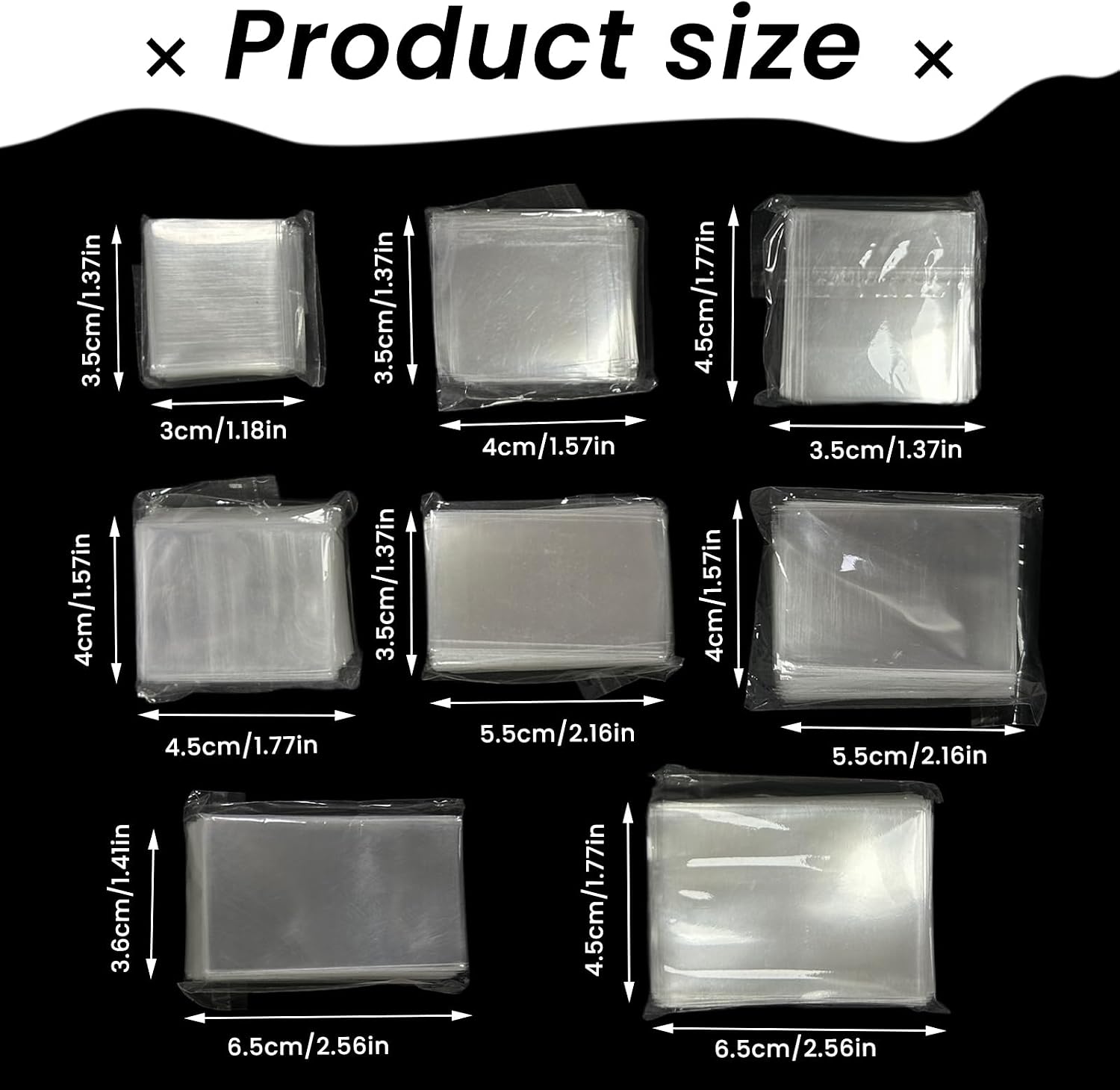 800Pcs 8 Sizes OPP Stamp Protection Bags, Stamp Collecting Supplies, Clear Stamp Storage Pocket Sleeves for Collection, Philatelic Storage and Display, Thickness 3 Mils