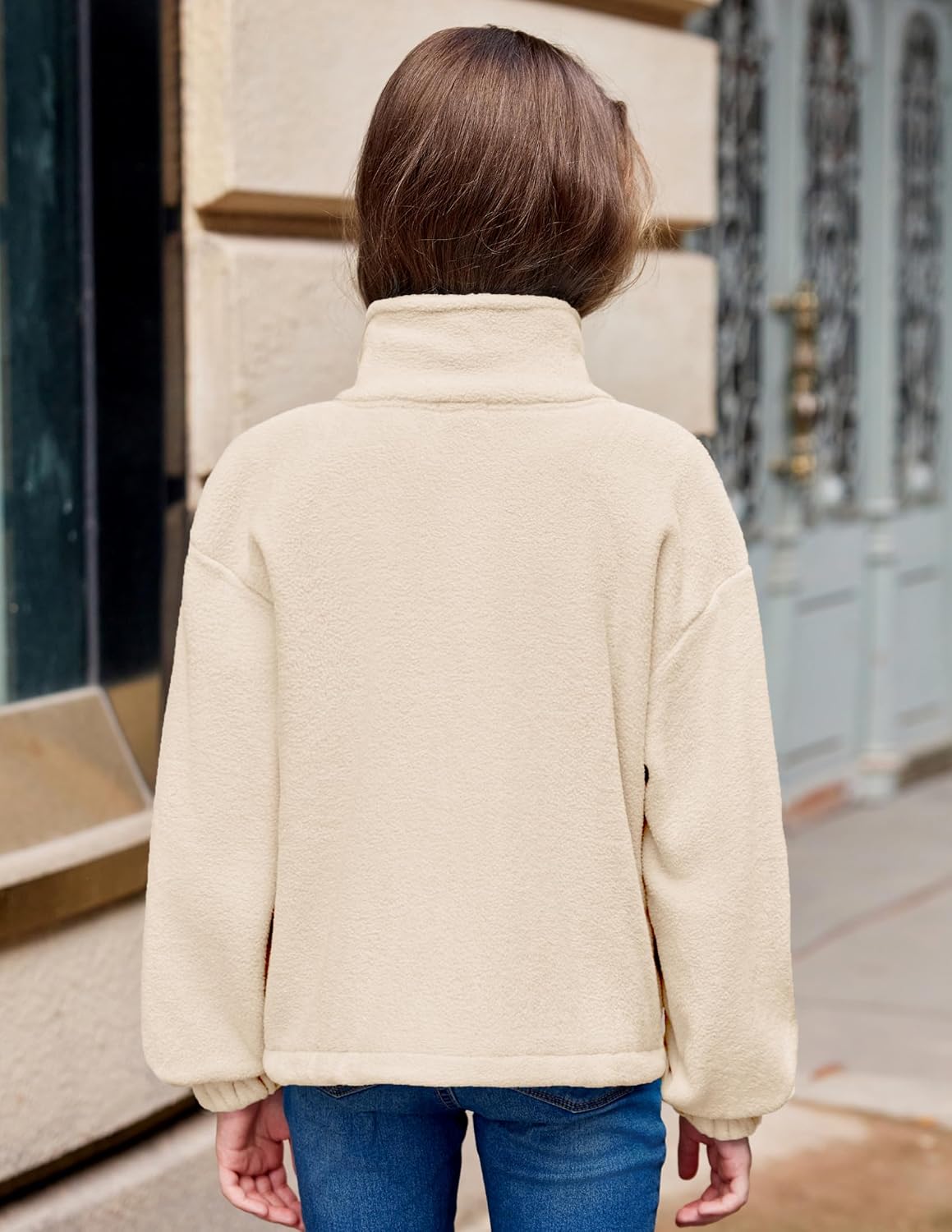 Arshiner Girls Zip Up Fleece Jacket Fall Winter Sherpa Sweatshirts Warm Outwear Crop Coat with Pockets