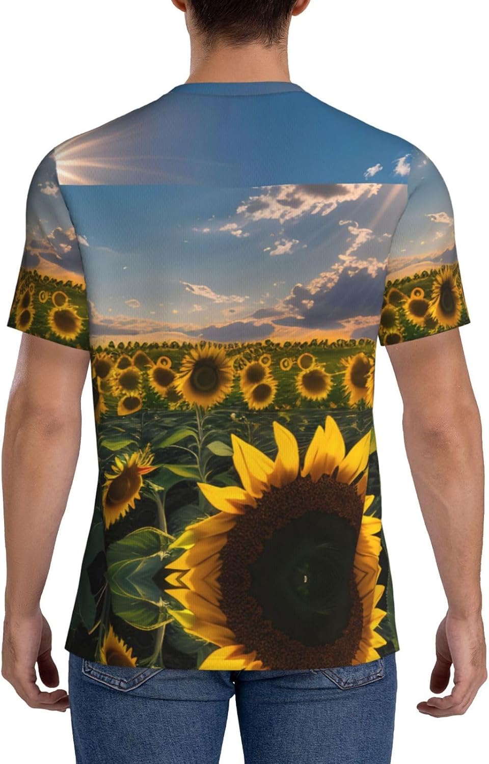 Sunflowers Sunlight Rugby Football Jersey for Men, Comfortable V-Neck Loose Fit Top for Team Sports Athletics