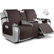 VANSOFY Loveseat Recliner Cover with Console 100% Waterproof Sofa Slipcovers Non-Slip Reclining Couch Covers Split Sofa Cover Furniture Protector for Pets, DogsChocolate