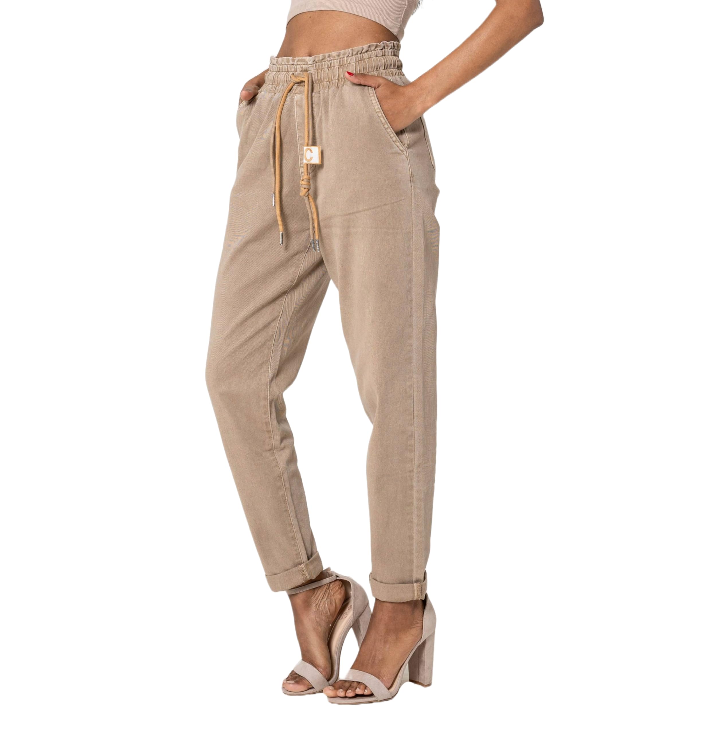 Nina Carter P500 Jean décontracté pour femme, style jogging, taille haute, pantalon de jogging, jeans d'été