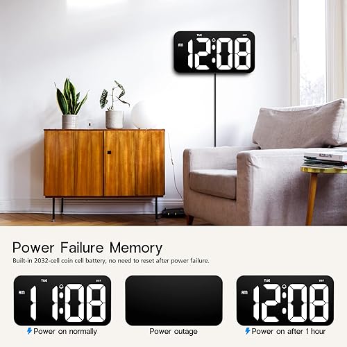 Vista 6 de Zgrmbo Reloj de pared digital de 11 pulgadas con dígitos claros enormes de 4 pulgadas, reloj digital para pared con atenuación automática, semana