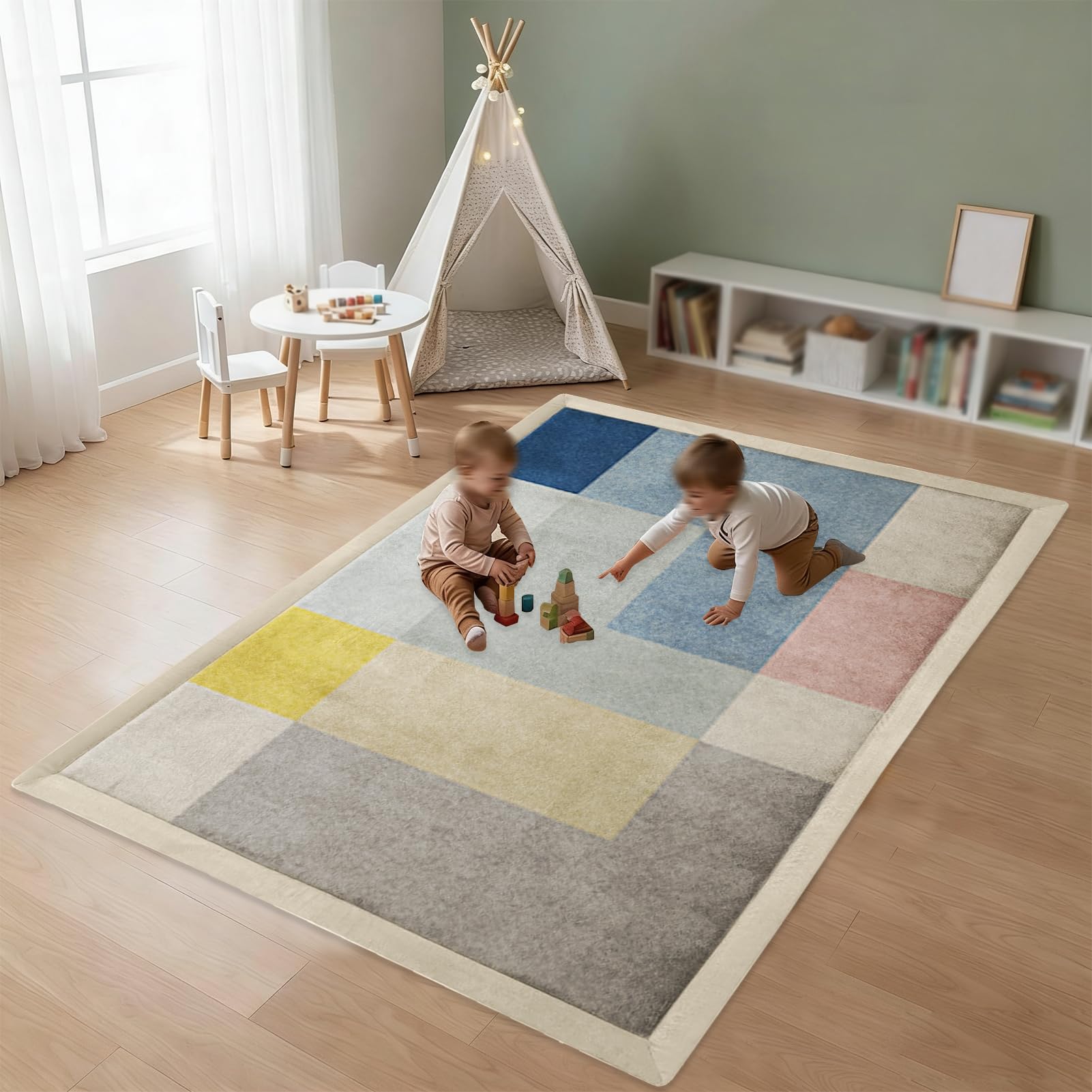 Baby Play Mat for Floor, 3 cm Thick Playmats for Babies, Soft Baby Rug Kids Playpen Mat for Crawling & Playing, Non-Slip Play Crawling mat for Nursery Baby, Soft Activity Floor Mat 140 x 140 cm