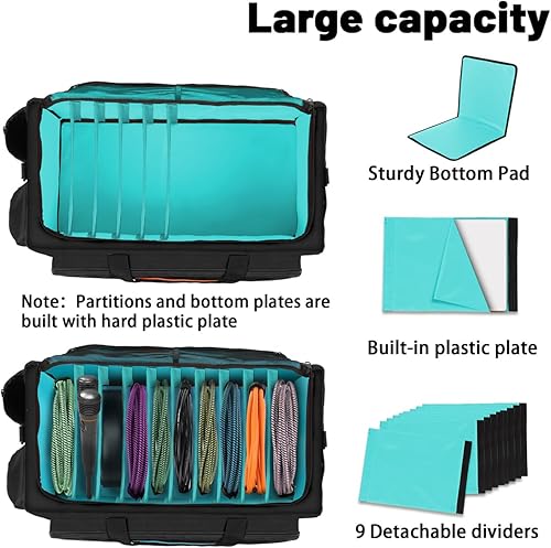 Miniatura 3 de Bolsa grande para DJ incorporada, resistente tablero de soporte, bolsa de cable de DJ con 9 divisores desmontables y correa acolchada para el