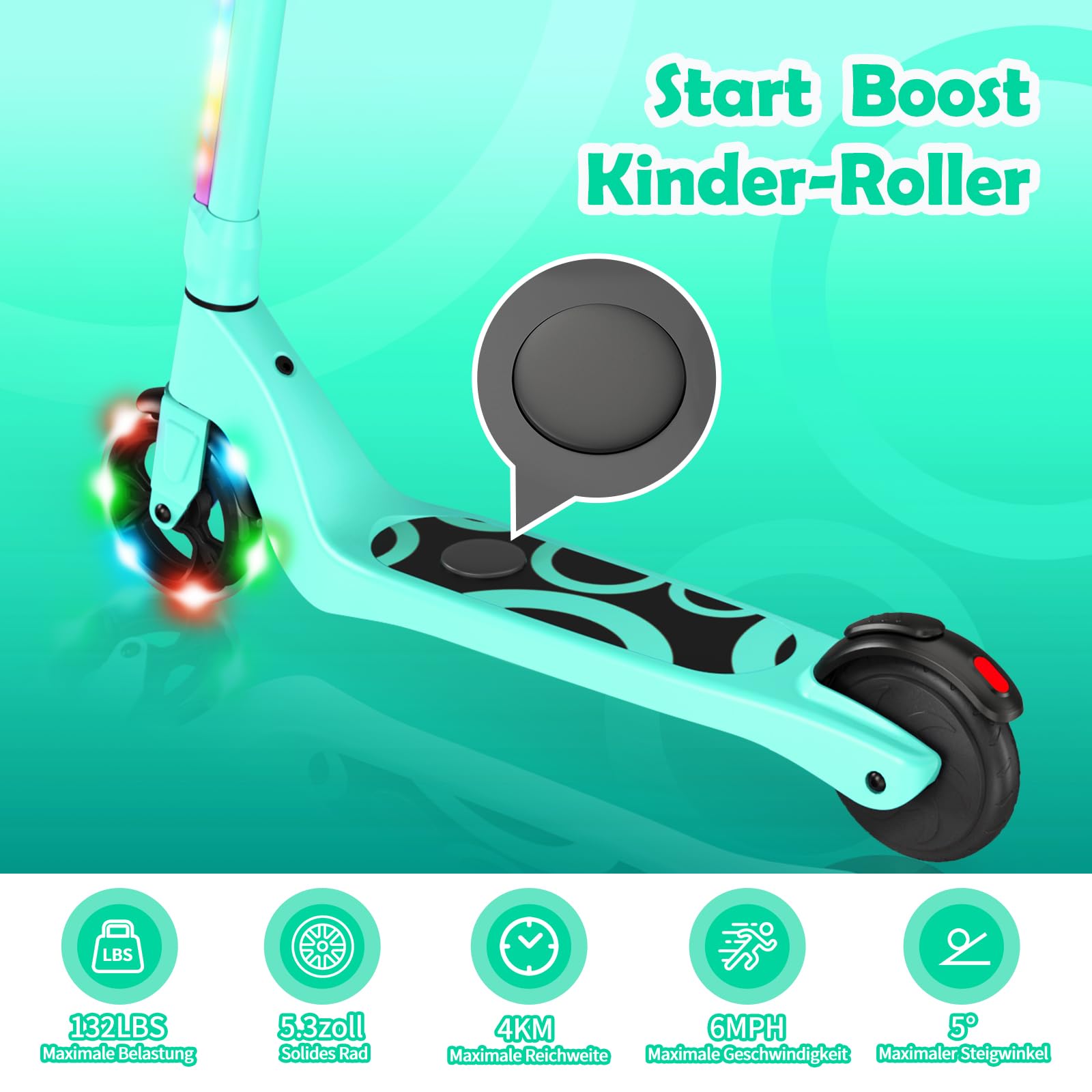 SISIGAD E Step Voor Kinderen Van 6 Tot 12 Jaar, Met Knipperende Ledlampen En 3 Instelbare Hoogtes Elektrische Max 10 Kmu Motor 45 W Maximale Belasting 70 Kg 2861848240