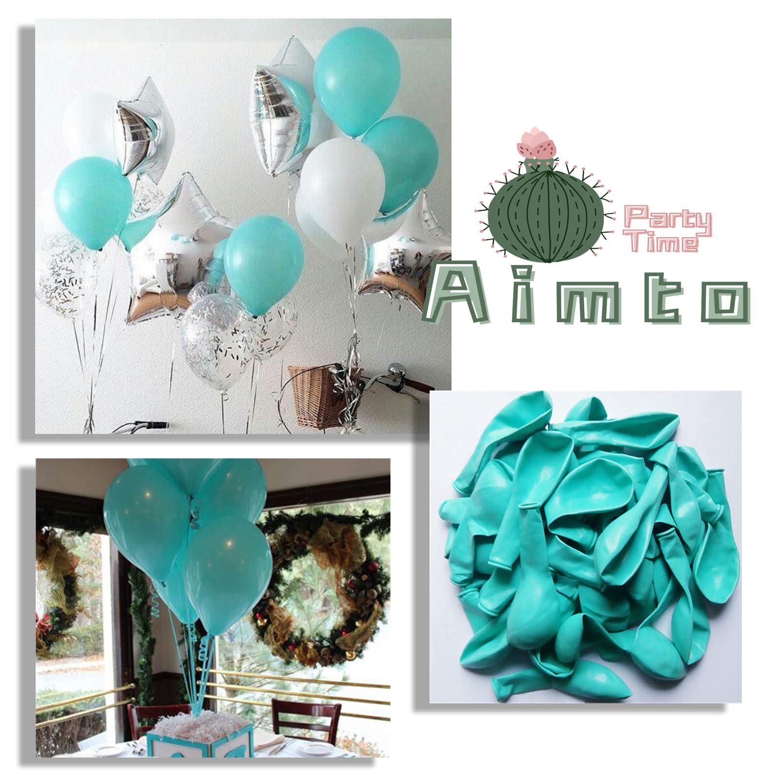 50pcs 12inch Turquoise Latex Balloons Teal Helium Balloons for Party Decorations - Image 3