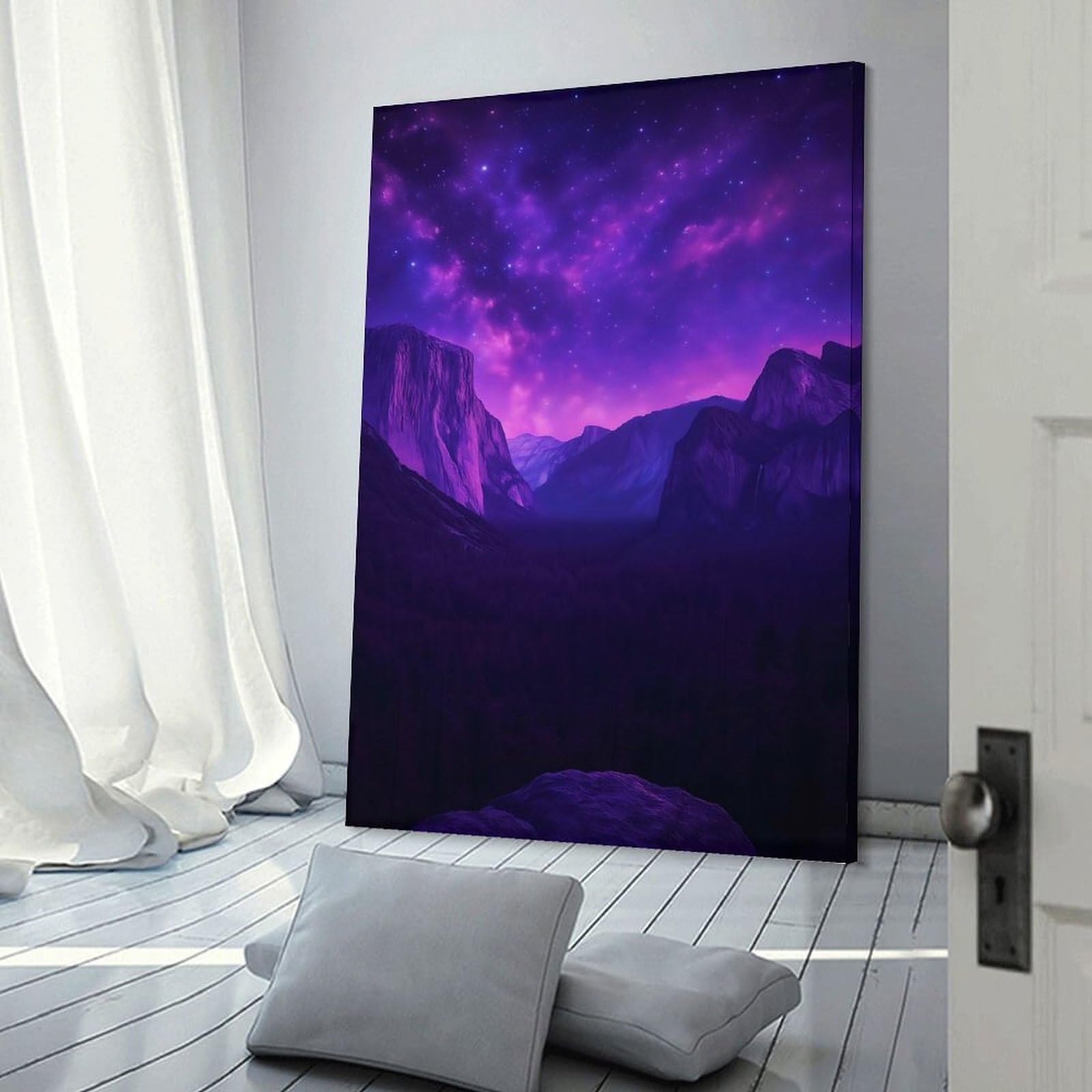 Junmoney Yosemite Under A Cosmic Sky Canvas Wall Decor, 24x36inch(60x90cm), for Office, Study Or Home Workspace, Wall Art That Adds Style to Work Areas