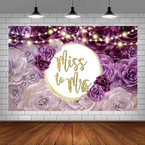 Miniatura 3 de Telón de fondo de despedida de soltera de 7 x 5 pies para parejas, flores florales moradas, pared, boda, novia, novia, compromiso, fotografía,