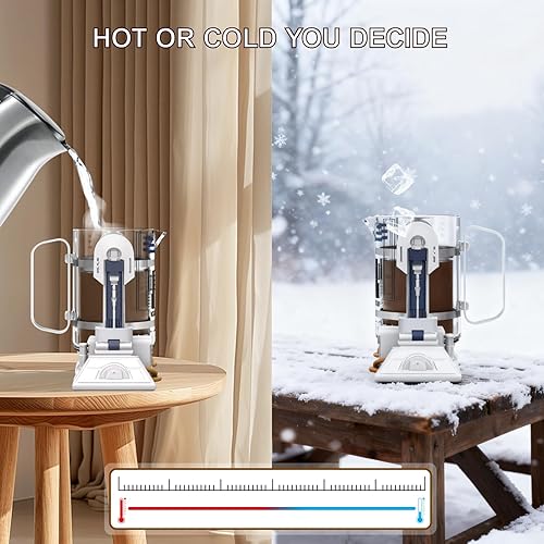 Miniatura 3 de TEENKON Cafetera de acero inoxidable 304 con aislamiento de prensa francesa, robot de 32 onzas R2D2 para el hogar, con pantalla de filtro para café