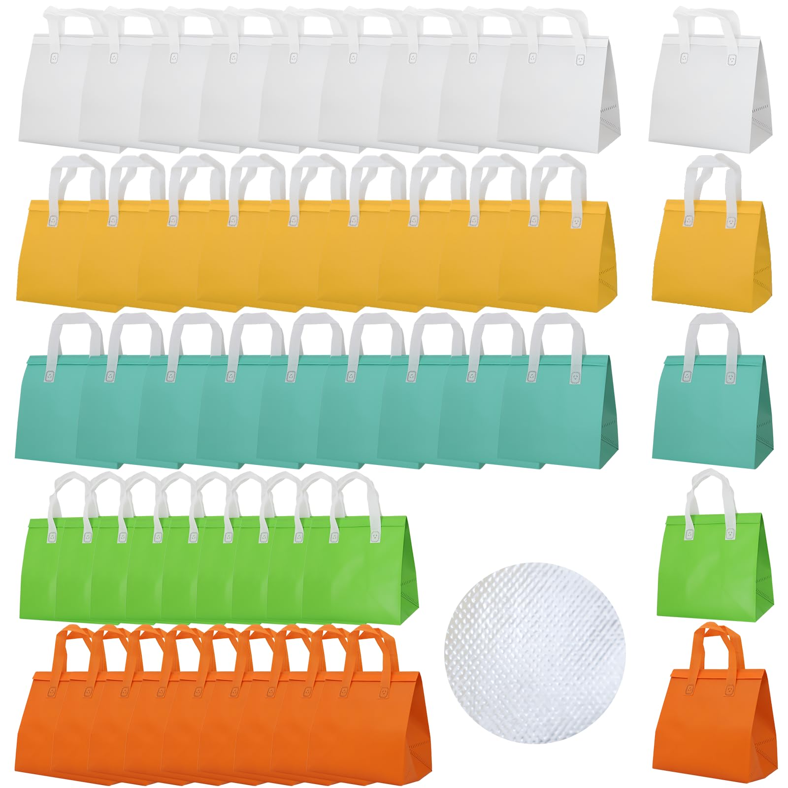 Isolierte Einweg-Lunchtaschen für Lebensmittellieferung, Thermo-Kühltasche, zum Mitnehmen von Lebensmitteln und Getränken, Aluminiumfolien-Innenfutter, 5 Farben, 50 Stück