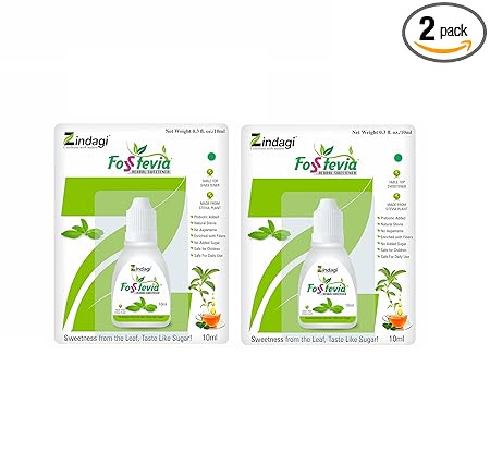 Zindagi FosStevia - Stevia Liquid Extract - 100% Natural Sweetener - Table Top Stevia Sugar-Free (400 Servings)