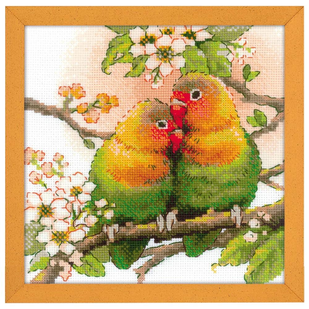 Riolis counted cross stitch Kit Lovebirds, DIY