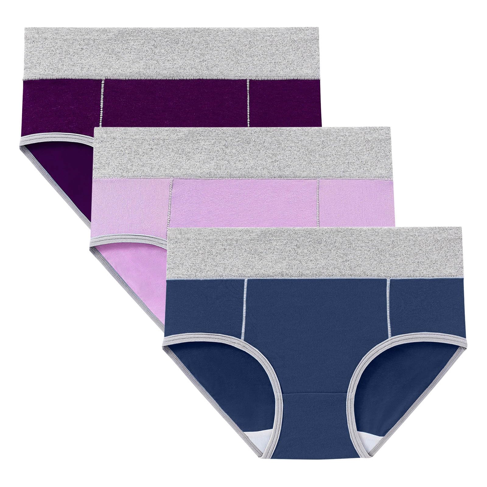 3PCs Underwear Women Large Size Soft Panty Bikini Strech Briefs High Waisted Full Coverage Comfy Underpant