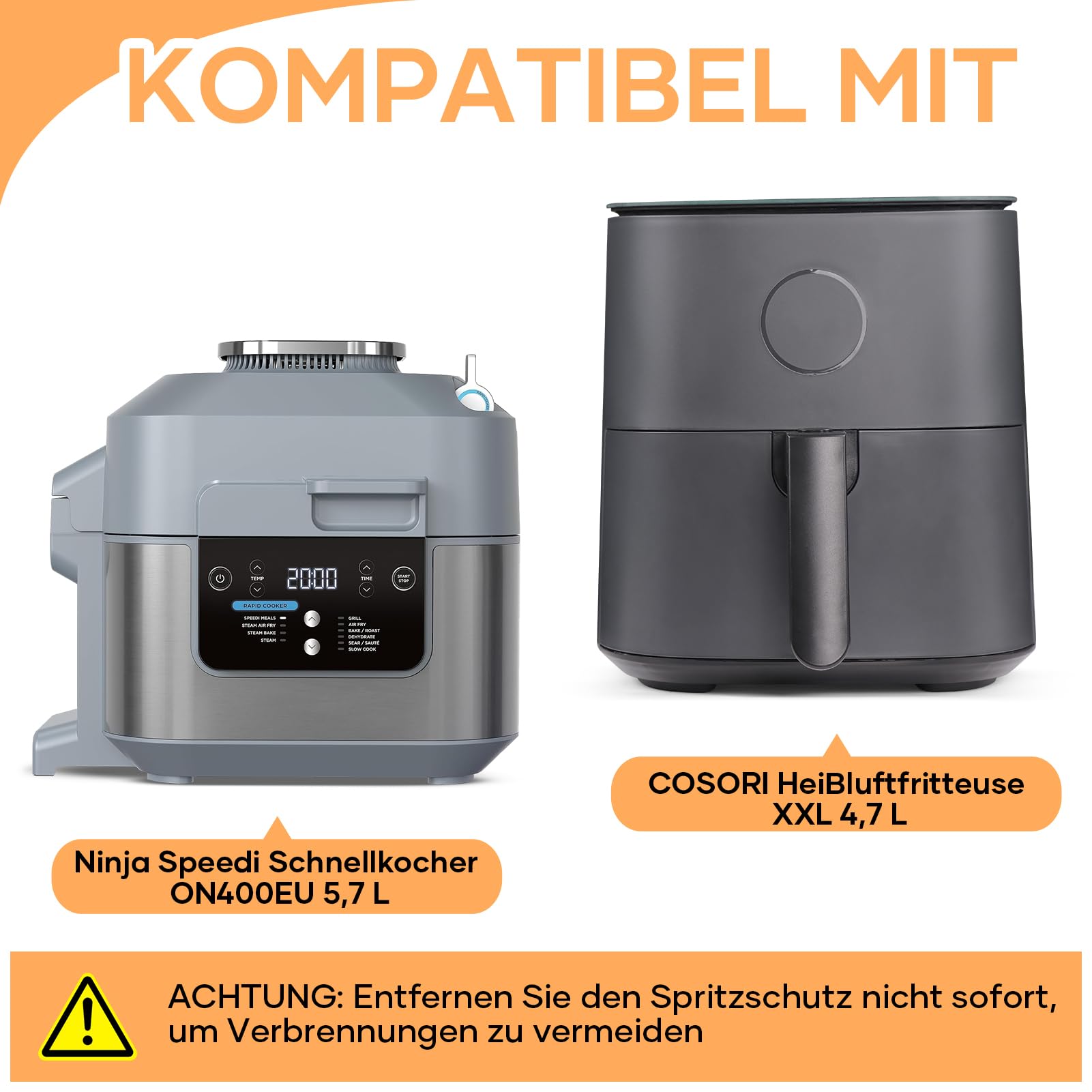 AIEVE Paraspruzzi in acciaio inox a maglia fine compatibile con COSORI XXL 4 ,7 L e fornello rapido Ninja Speedi ON400EU 5,7 L friggitrice ad aria calda, piastra a spruzzo per la protezione