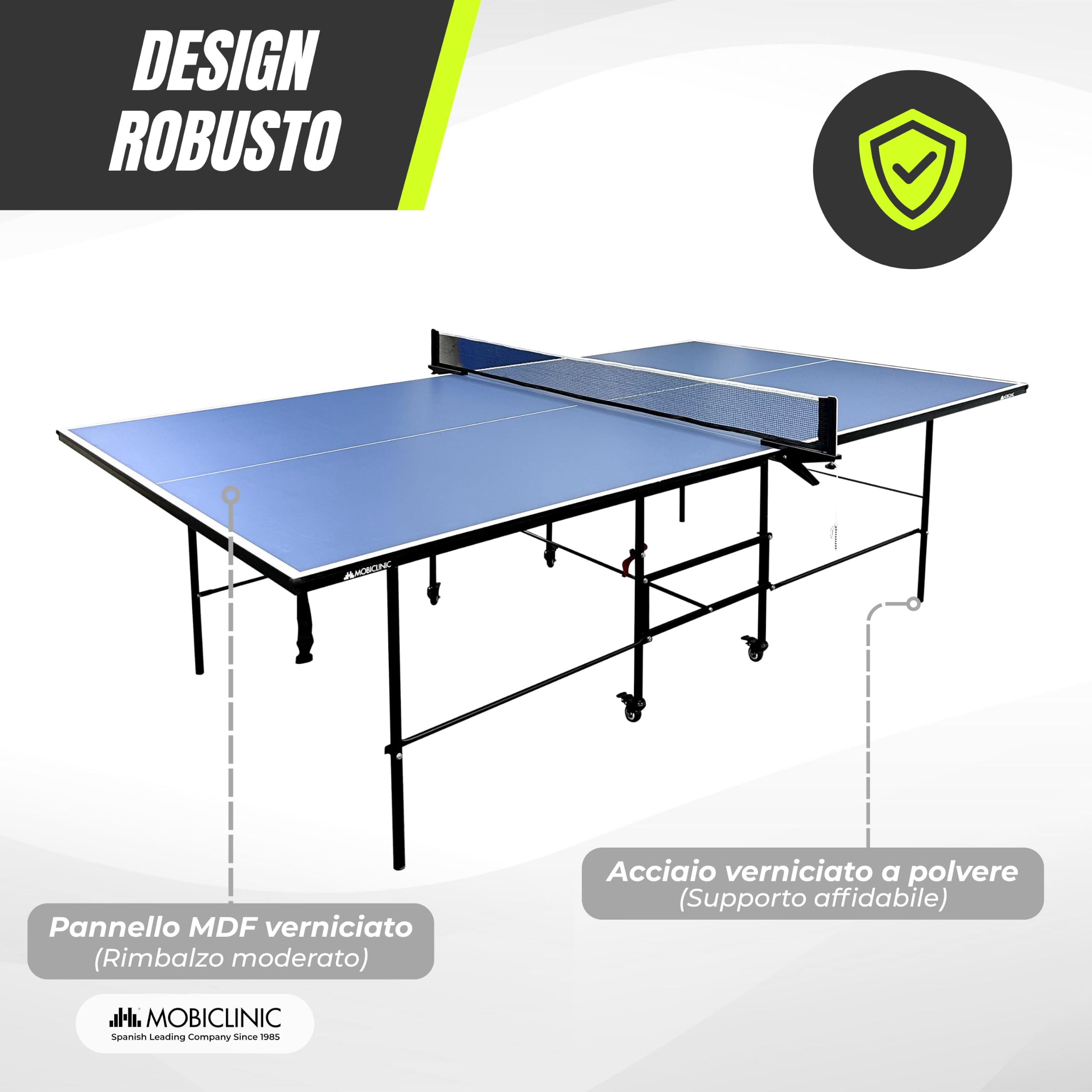 Mobiclinic®, Tavolo Da Ping-Pong Professionale Pieghevole, 274x152’5x76 cm, Include Rete e Custodia Protettiva, 2 Racchette, 3 Palline, Tokyo, Ruote Bloccabili a 360º, Maniglie Per il Trasporto