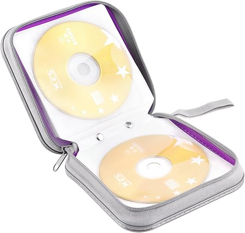 Miniatura 5 de Funda para CD, funda para DVD, carpeta de 48 capacidades, fundas de CDDVD, organizador de carpetas para coche, hogar, viajes (puple)