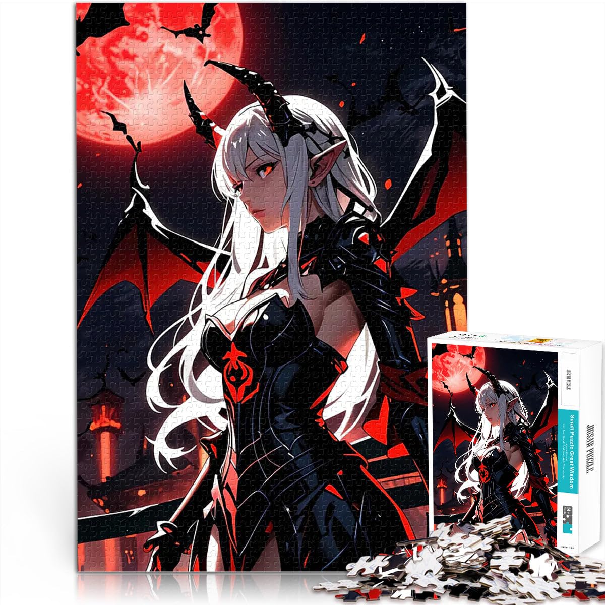 Adults 1000 Pieces Puzzle Demonic Anime Girl Anspruchsvolles Spiel und Familienspaß Geburtstagsgeschenk, Geschenke, Wandkunst52x38cm — image 1