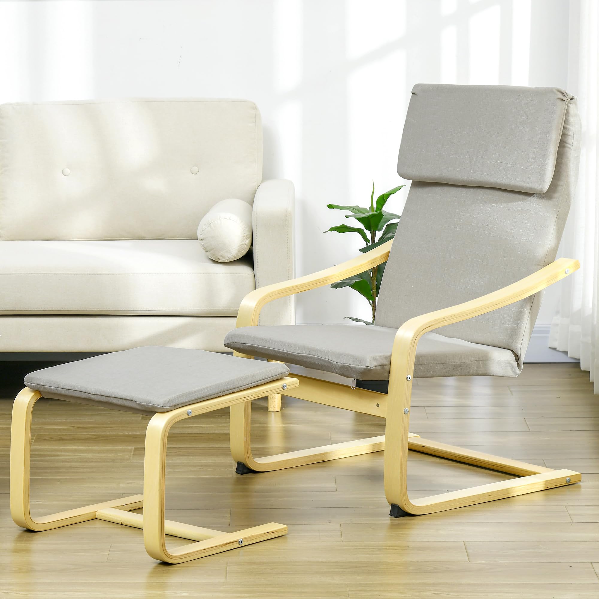 HOCO Fauteuil De Relaxation Avec Repose-pieds, Tabouret Et Accoudoirs