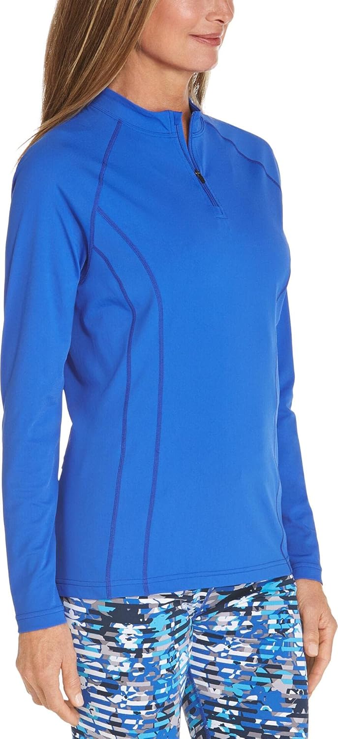 Women's Quarter Zip Rash Guard with Long Sleeves - UPF 50+ Sun Protection - Freestyle