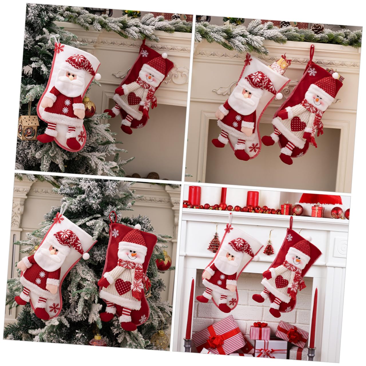 2pezzi Calza di Natale Decorativa Calzini Natalizi Tema Calze di Natale per Albero per Appendere Decorazione Natalizia Classica