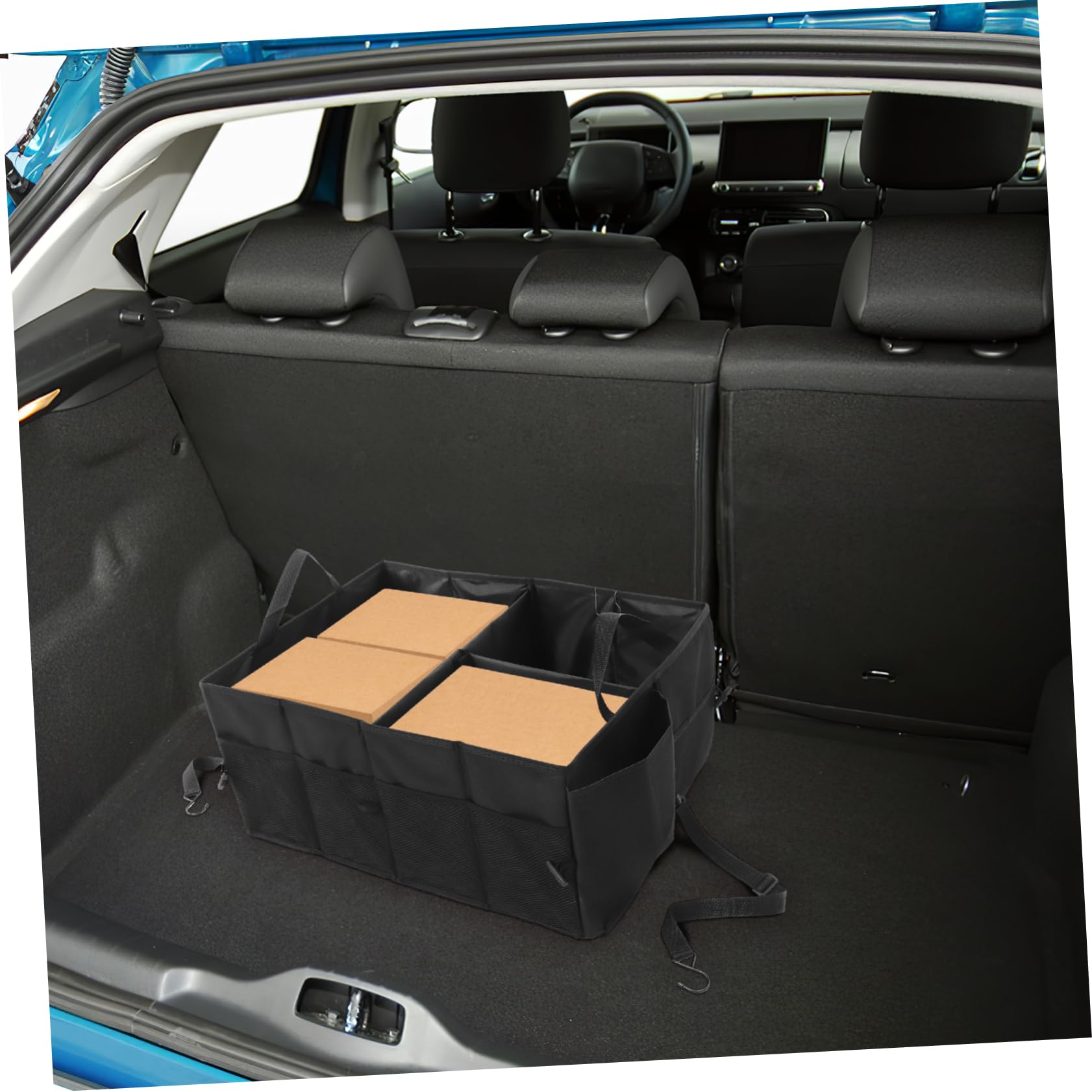 Gatuida Organizer Bagagliaio Auto Pieghevole, Grande Capacità, Nero | Poliestere, Scomparti Multipli e Divisorio Interno, Maniglie Rinforzate, per Casa e Campeggio