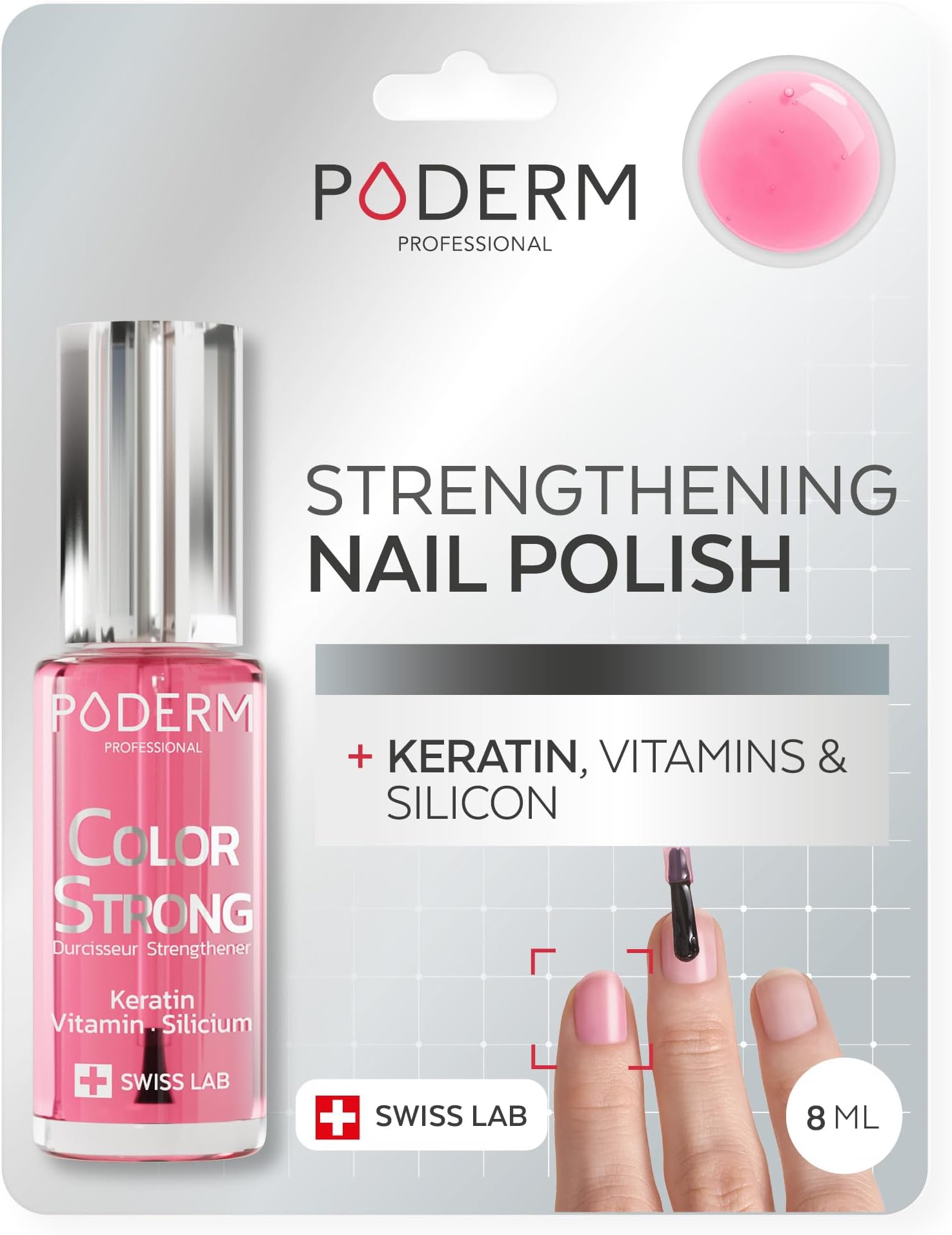 Nail Strengthener Polish - Gloss Shine | Repairs and Strengthens Nails Damaged & Weakened by Semi-Permanent Nail Polish | Biotin, Silicon and Keratin | Developed by a Podiatrist in Switzerland