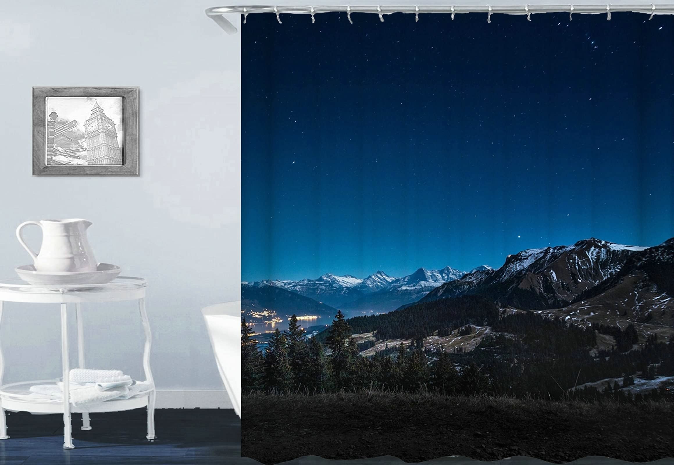 Rideau douche anti-éclaboussures 165x200cm en polyester pour garder le sol sec et propre