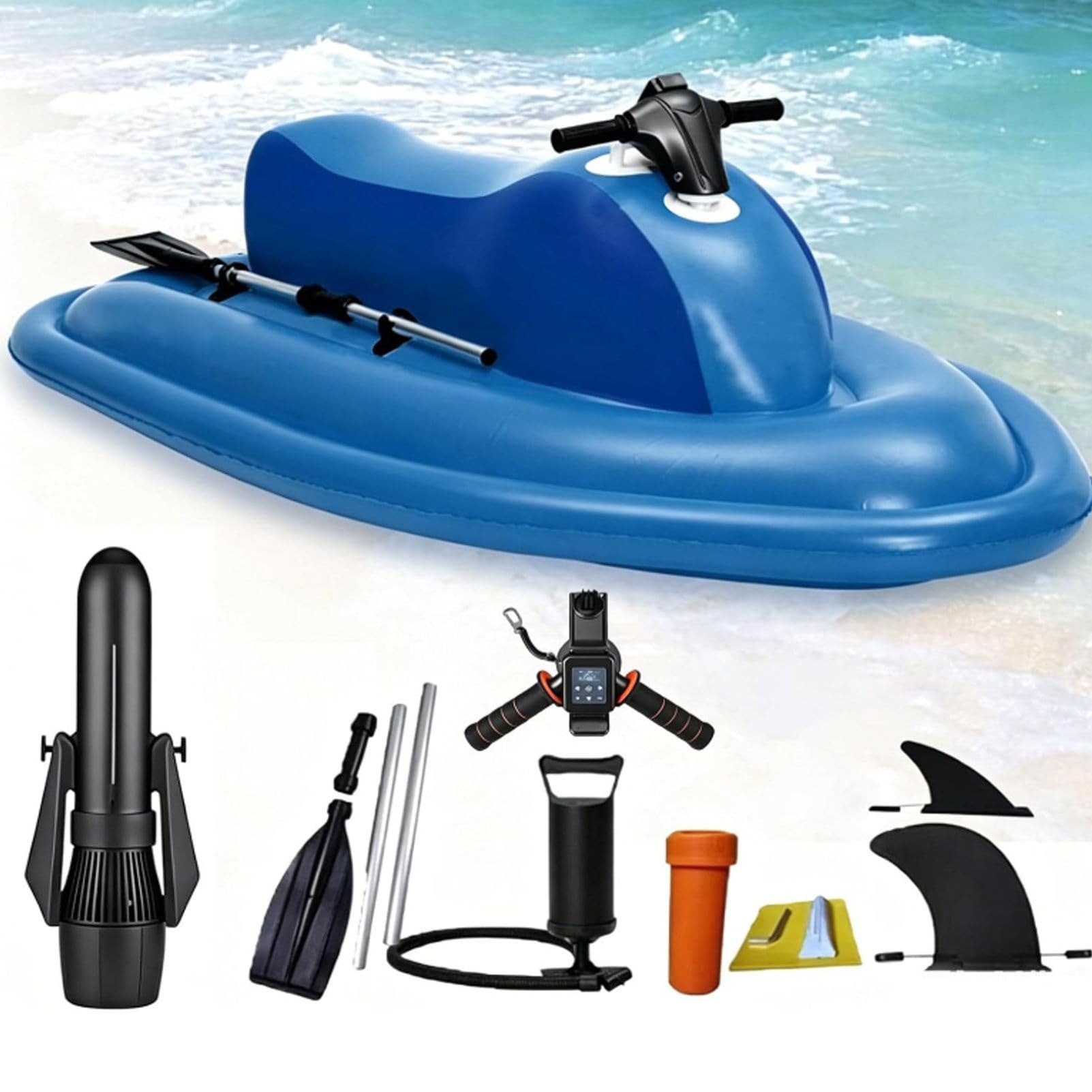 Moto de agua inflable motorizada, lancha a chorro inflable eléctrica para adultos con motor de 500 W/700 W, capacidad de carga máxima de 330 libras, para mar, piscina, fiestas y deportes 700W16A