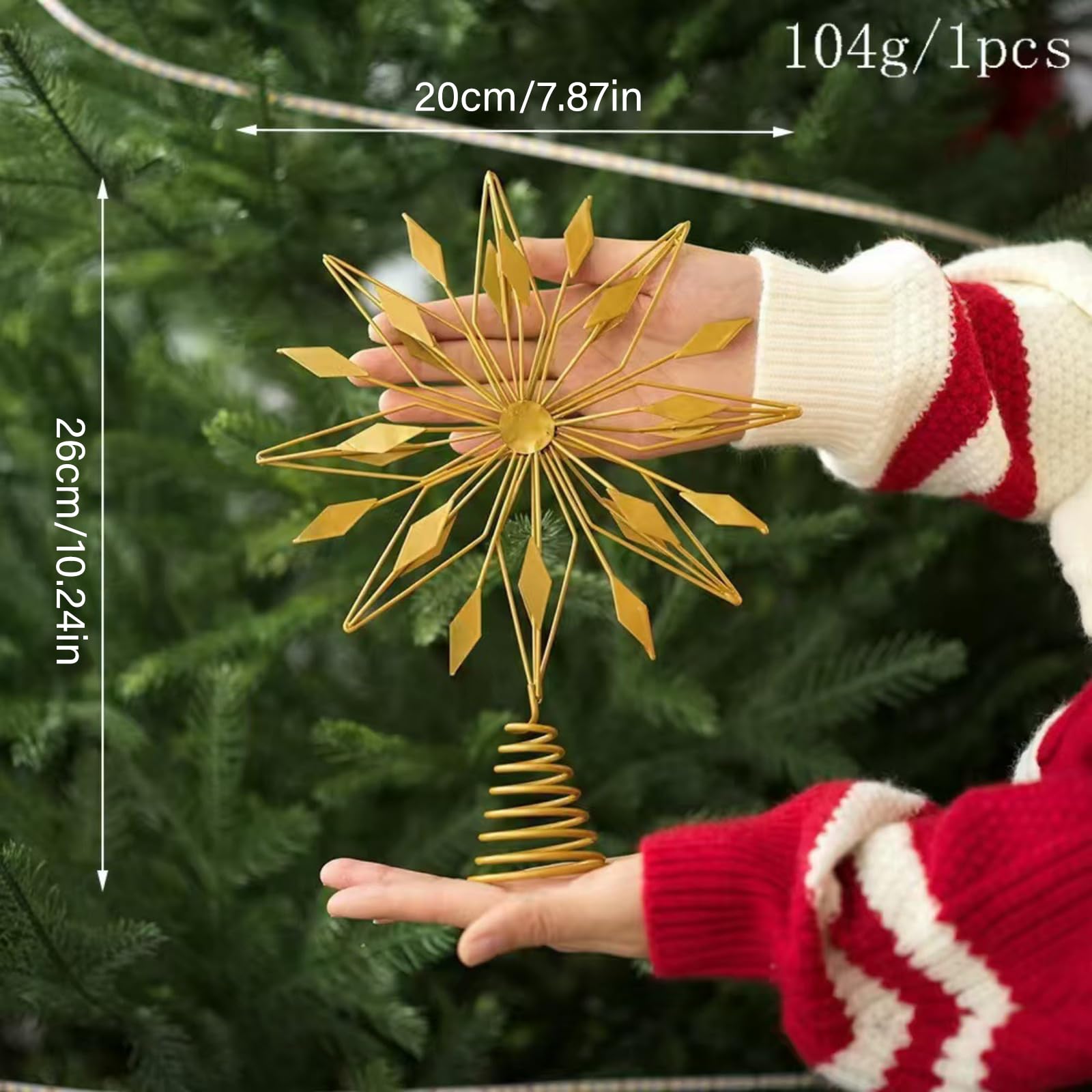 Decoración de metal para árbol de Navidad en forma de estrella, adorno irregular para fiestas, decoración para interiores y exteriores
