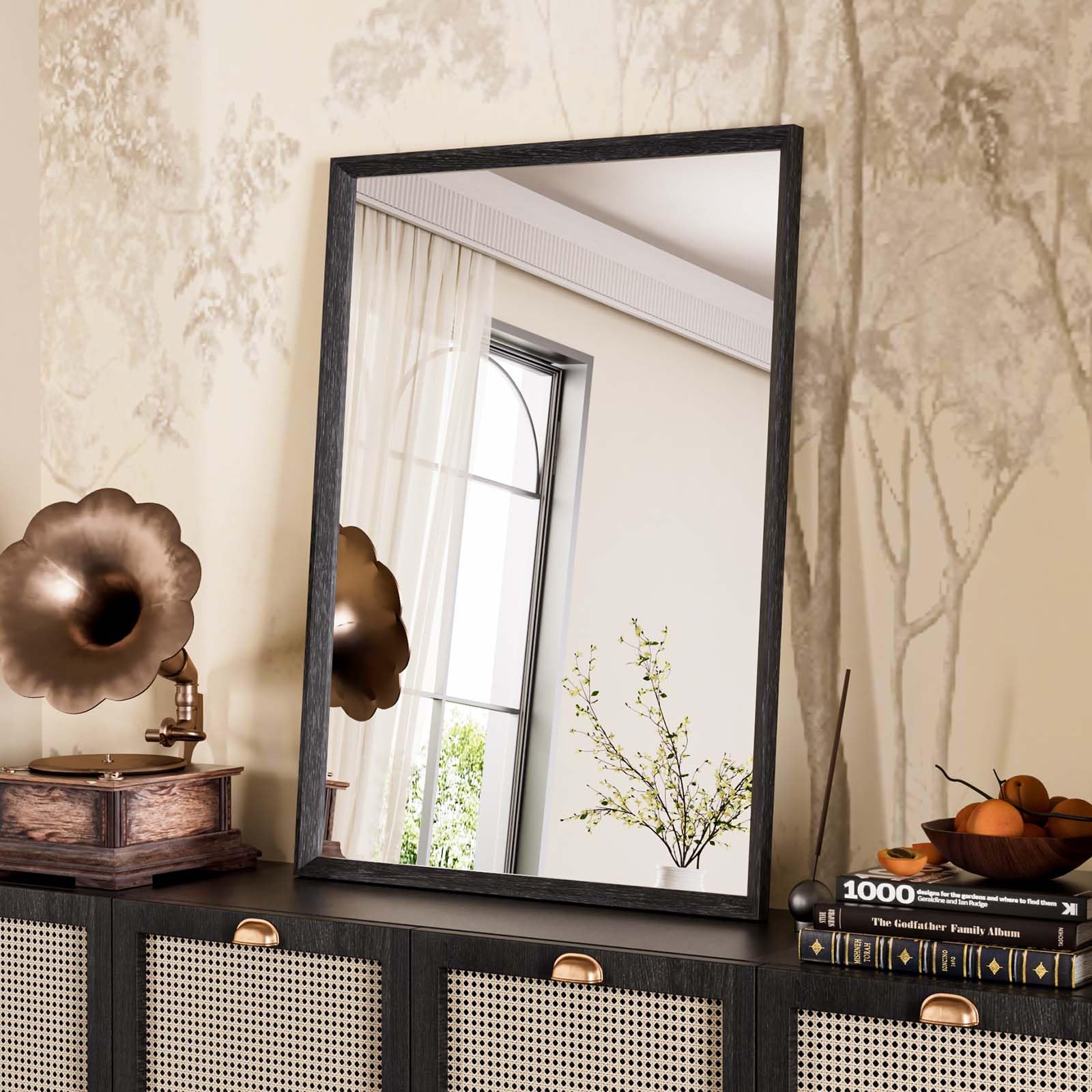 Specchio Rettangolare Con Cornice In Metallo Cromato Stile Moderno 90x60 Cm Frozen Simas P10211