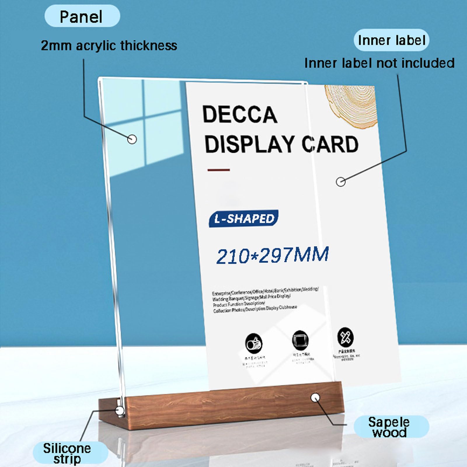 6 Pack Soporte de Sobremesa A4 Soporte Acrílico para Carteles en Forma de T,Doble Cara Transparente Soporte de Sobremesa Soporte Publicitario para recepción,Oficina,Restaurante,Hotel