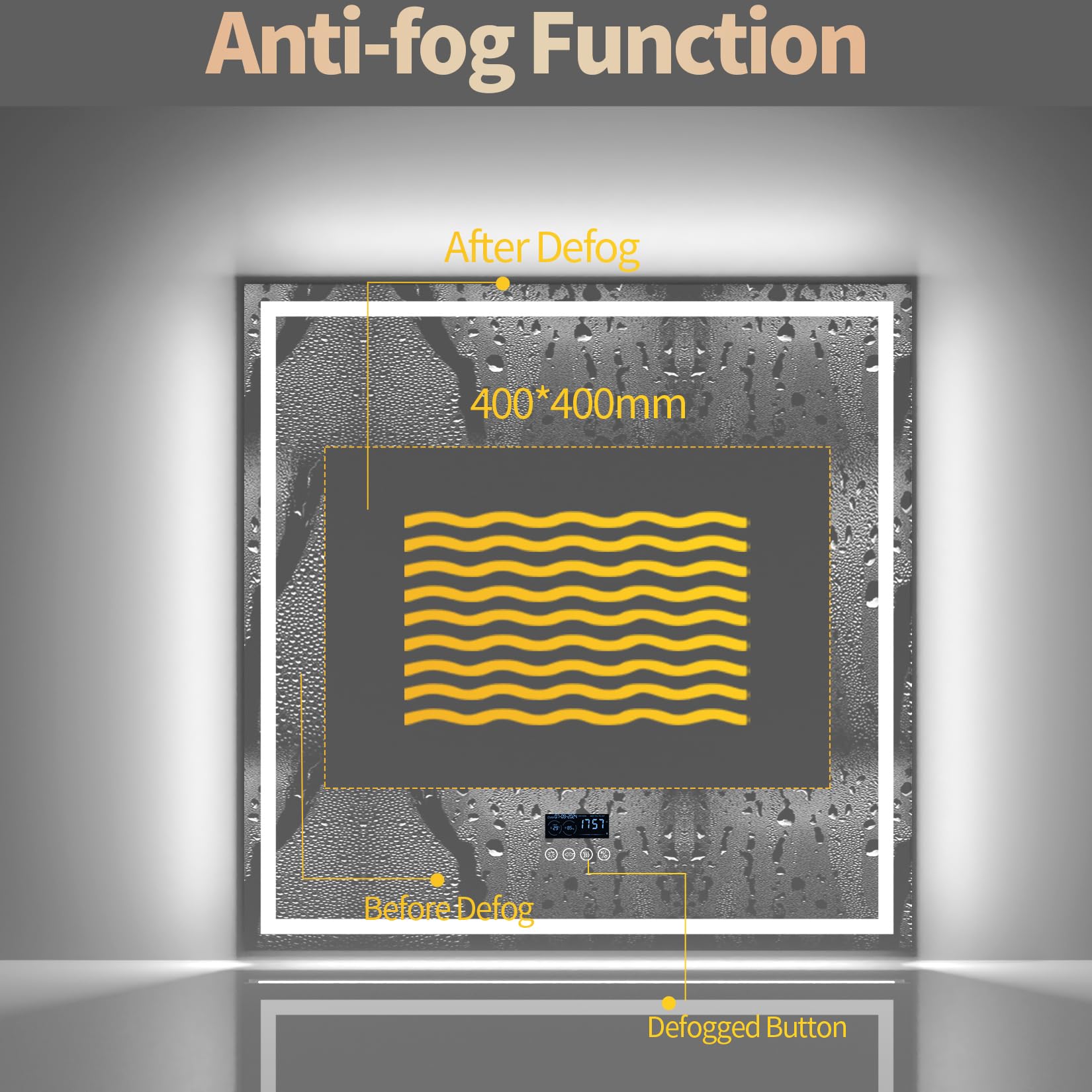 LUVODI Espejo Baño Led con Luz Bluetooth: 80x80 cm Espejo Pared Antivaho Cuadrado Espelho Banho Lavavo con 2 Altavoz Luz Frontal y Retroiluminado 3 Color de Led Regulable, Memoria, Certificado CE