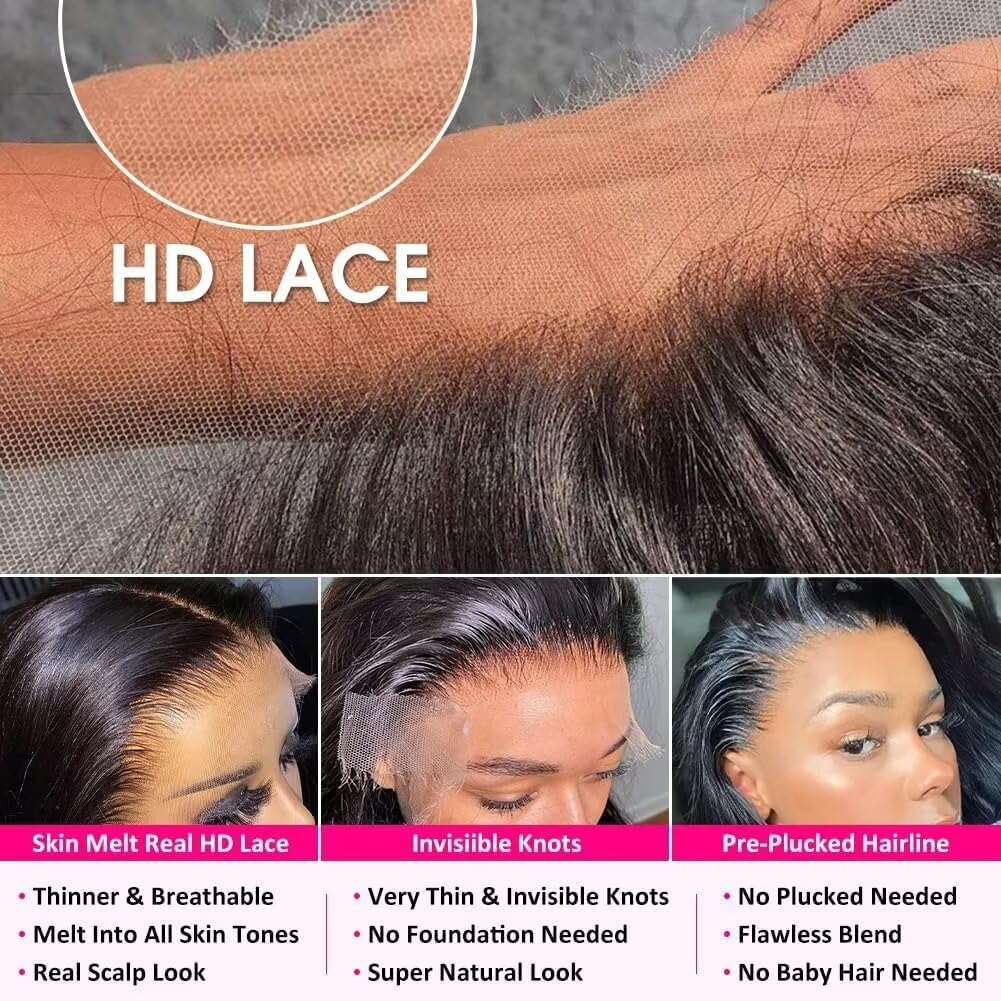 MsSunlight 13x6 Body Wave Lace Front Wigs Human Hair Pre Plucked 180% Density Deep Part Body Wave 13x6 HD Transparent Frontal Wigs for Women 26 Inch - Image 3